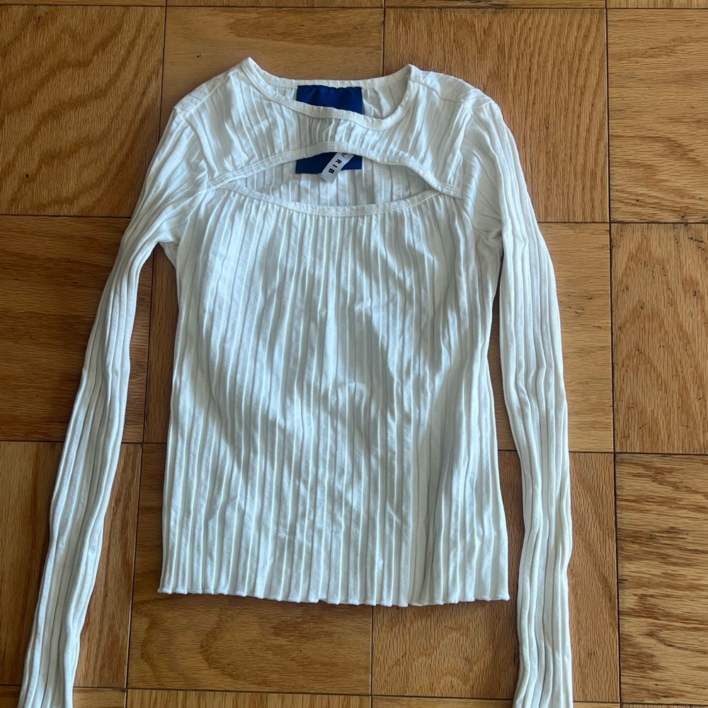Simon Miller Cream Ribbed Long Sleeve Top